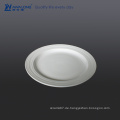 Plain Pure Blank Embossed Rim White Porzellan Dinner Flat Plate für Restaurant verwendet